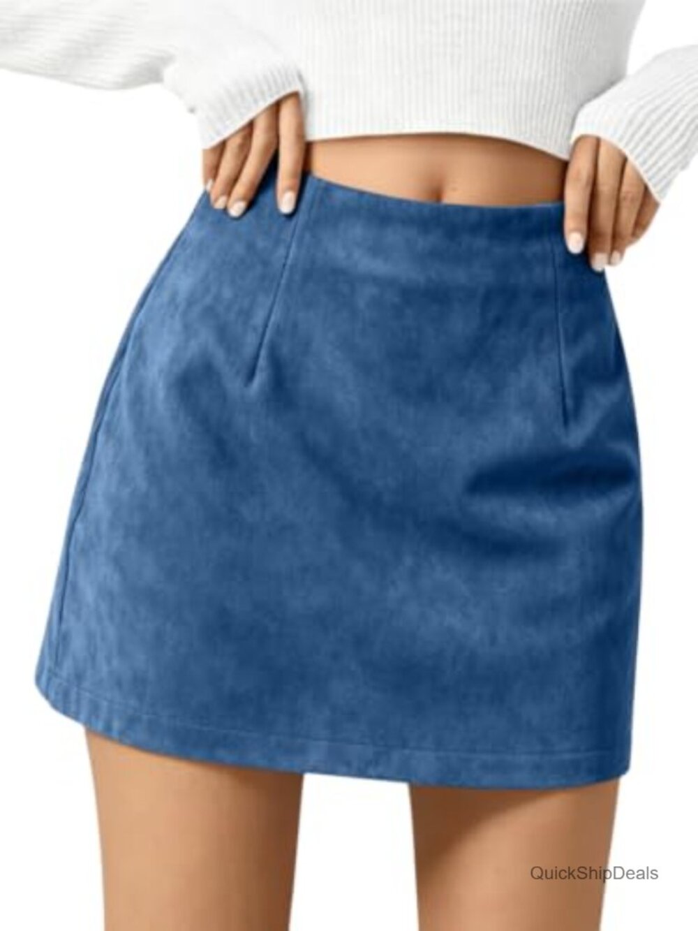 Suede Mini Skirt High Waisted Pencil Bodycon Fall Winter Office